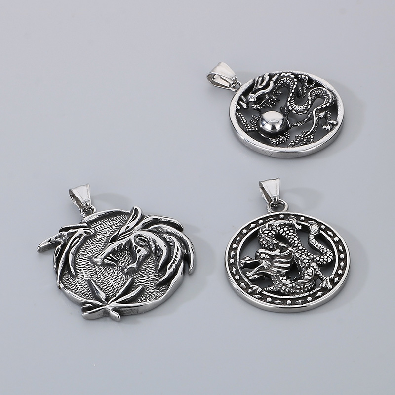 1 Piece 40*44mm Diameter 37mm Diameter 38mm 304 Stainless Steel Dragon Pendant Chain display picture 3