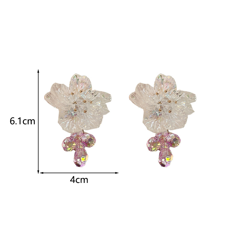1 Pair Elegant Sweet Flower Crystal Arylic Drop Earrings display picture 1