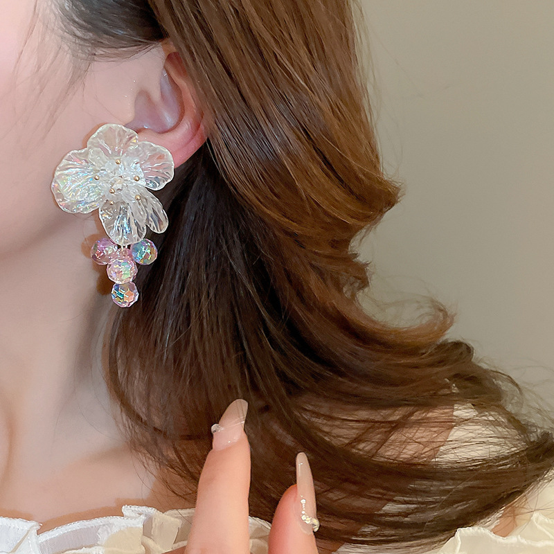 1 Pair Elegant Sweet Flower Crystal Arylic Drop Earrings display picture 6