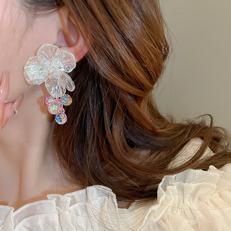1 Pair Elegant Sweet Flower Crystal Arylic Drop Earrings display picture 8