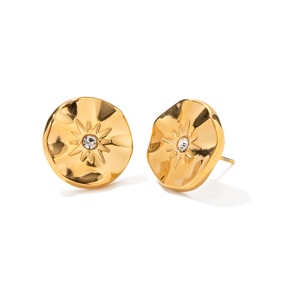 1 Pair IG Style Basic Classic Style Flower Plating Inlay 304 Stainless Steel Rhinestones 18K Gold Plated Ear Studs display picture 8