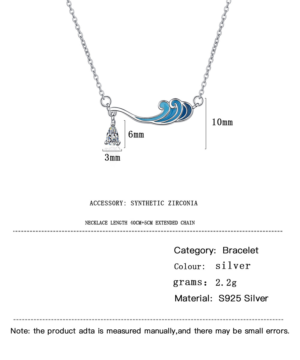 Sterling Silver Casual Inlay Clouds Water Droplets Zircon Pendant Necklace display picture 1