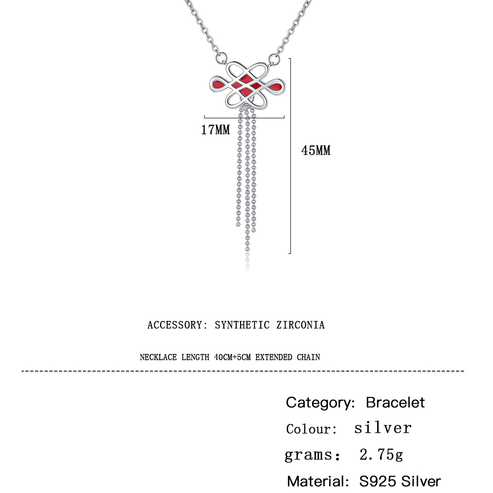 Sterling Silber Lässig Epoxid Quaste Knoten Halskette Mit Anhänger display picture 1