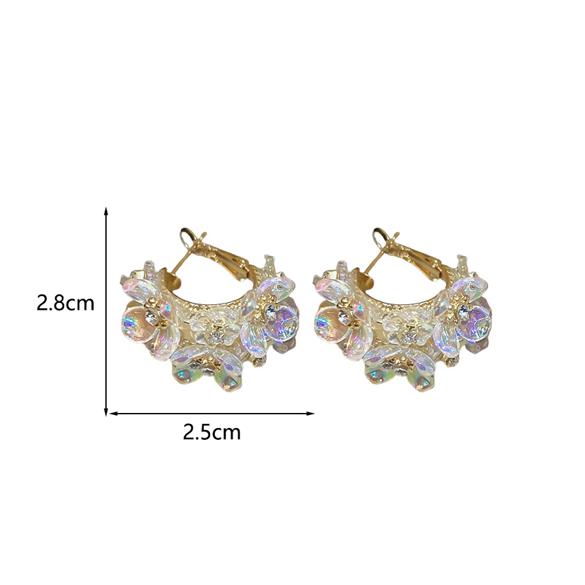 1 Pair Elegant Simple Style Flower Inlay Alloy Rhinestones Earrings display picture 6
