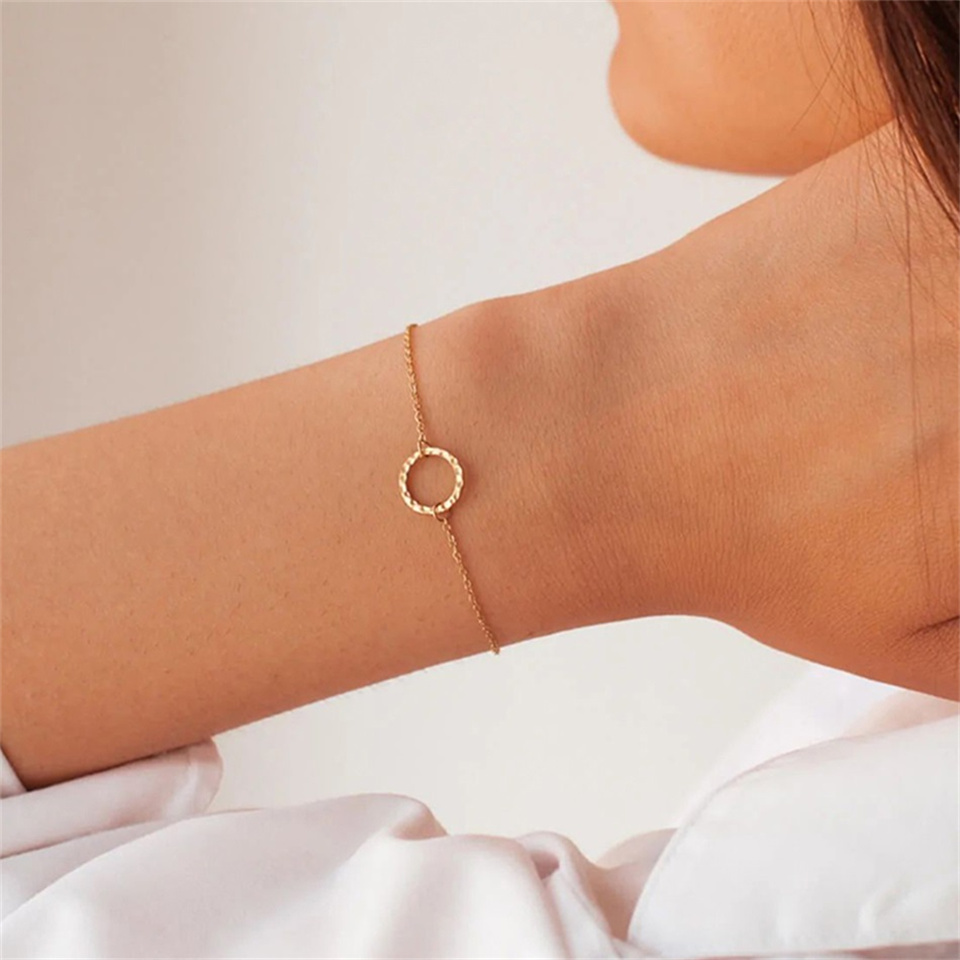 Simple Style Circle 304 Stainless Steel 14K Gold Plated Bracelets In Bulk display picture 1