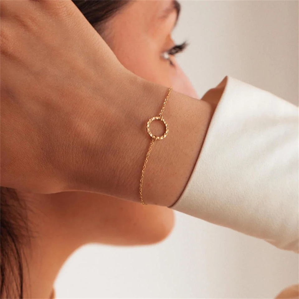 Simple Style Circle 304 Stainless Steel 14K Gold Plated Bracelets In Bulk display picture 2