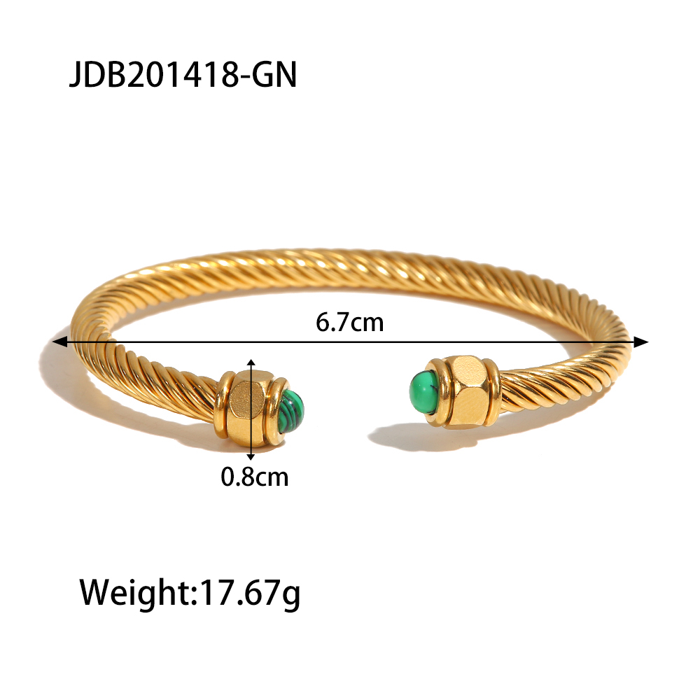 IG Style Simple Style Geometric 304 Stainless Steel Natural Stone Bangle In Bulk display picture 2