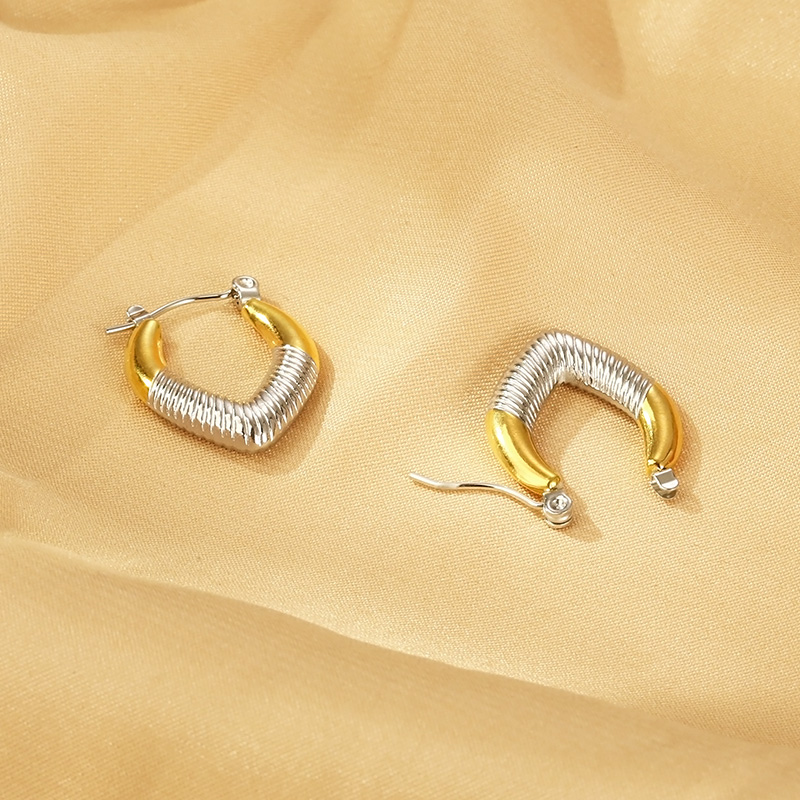 1 Paar Einfacher Stil Geometrisch Edelstahl 304 18 Karat Vergoldet Ohrringe display picture 9