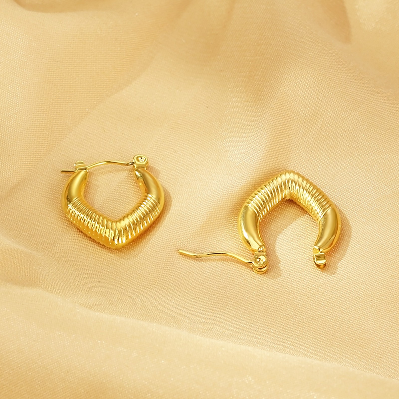 1 Paar Einfacher Stil Geometrisch Edelstahl 304 18 Karat Vergoldet Ohrringe display picture 11