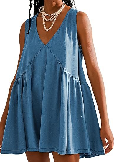 Women's Tea Dress Simple Style V Neck Ruched Sleeveless Solid Color Above Knee Holiday Travel Daily display picture 6