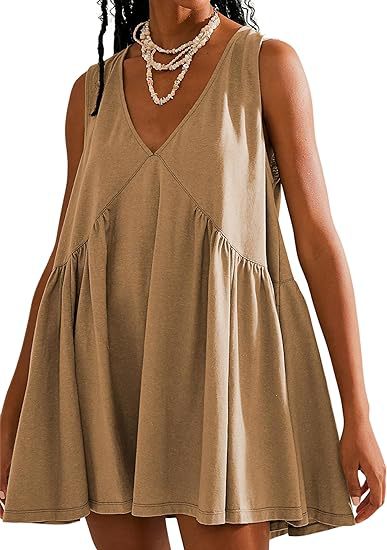 Women's Tea Dress Simple Style V Neck Ruched Sleeveless Solid Color Above Knee Holiday Travel Daily display picture 9