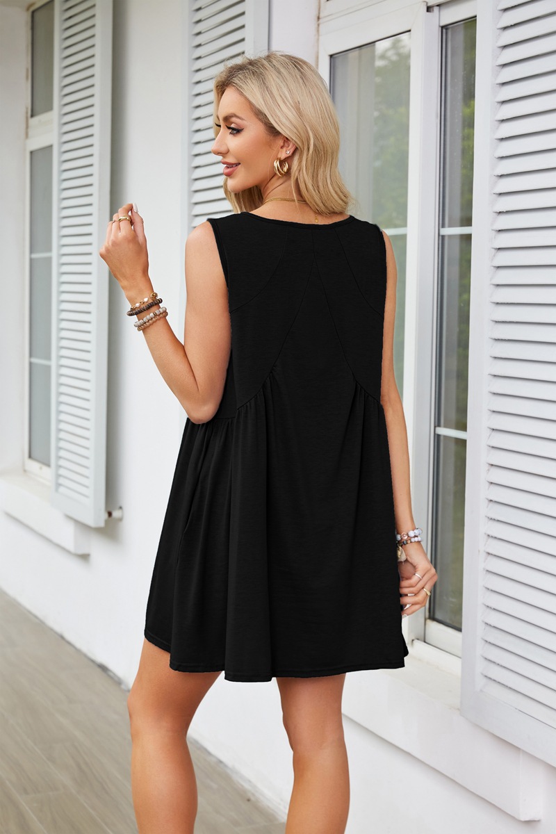 Women's Tea Dress Simple Style V Neck Ruched Sleeveless Solid Color Above Knee Holiday Travel Daily display picture 22