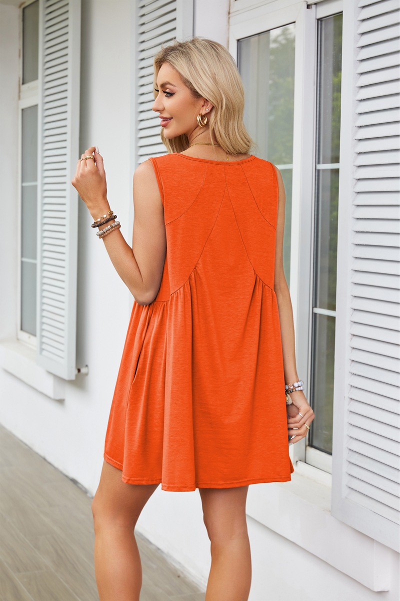 Women's Tea Dress Simple Style V Neck Ruched Sleeveless Solid Color Above Knee Holiday Travel Daily display picture 47