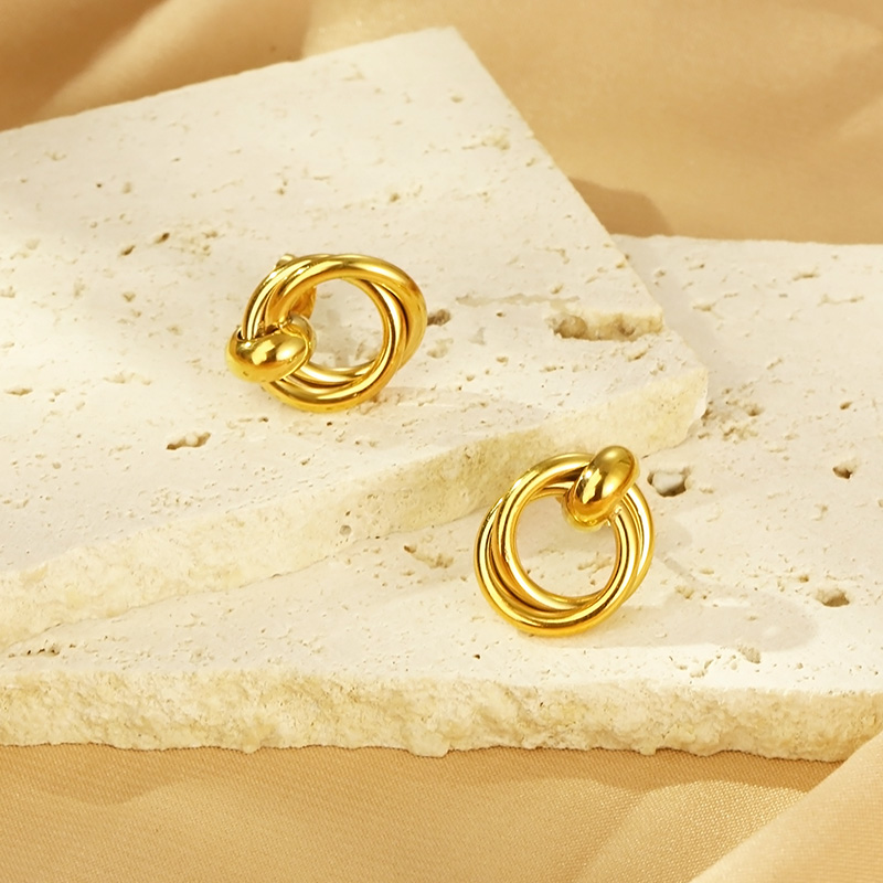 1 Par Estilo Simple Circulo Acero Inoxidable 304 Chapados en oro de 18k Pendientes display picture 7