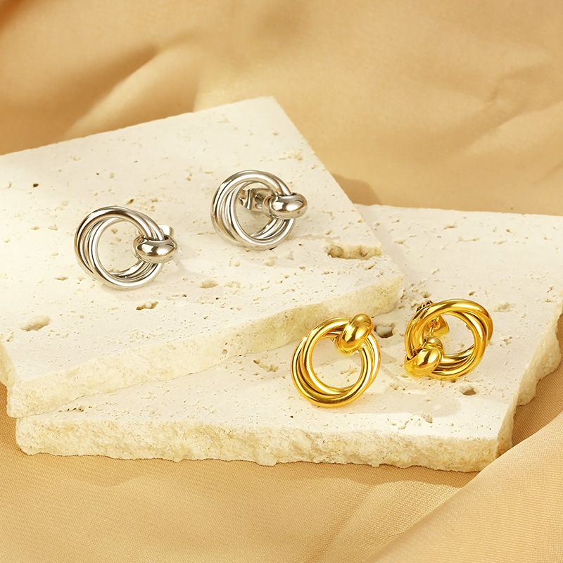 1 Par Estilo Simple Circulo Acero Inoxidable 304 Chapados en oro de 18k Pendientes display picture 8