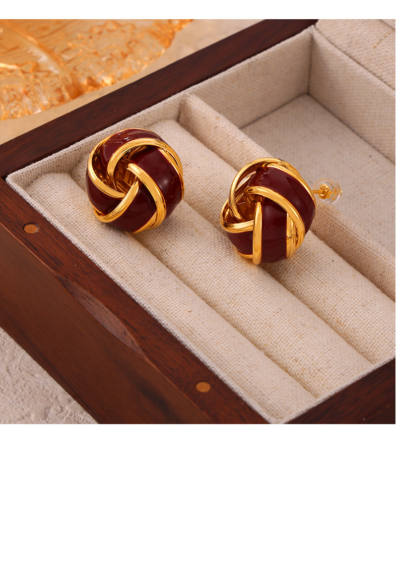 1 Pair Retro British Style Quadrilateral Round Enamel Plating Inlay Copper Zircon 18K Gold Plated Drop Earrings display picture 3
