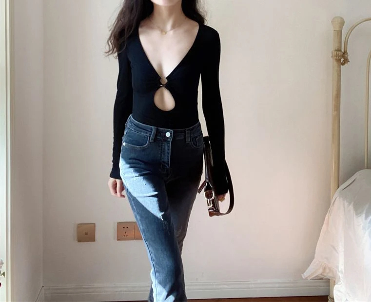 Women's Bodysuits Long Sleeve Bodysuits Washed Vintage Style Sexy Classic Style Simple Solid Color display picture 6
