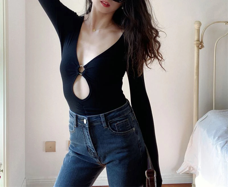 Women's Bodysuits Long Sleeve Bodysuits Washed Vintage Style Sexy Classic Style Simple Solid Color display picture 9