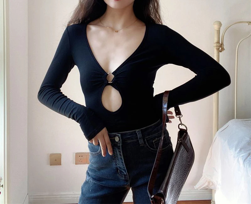 Women's Bodysuits Long Sleeve Bodysuits Washed Vintage Style Sexy Classic Style Simple Solid Color display picture 7