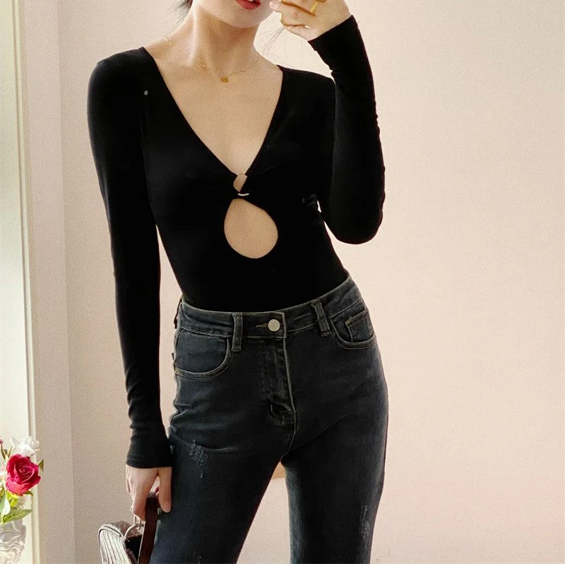 Women's Bodysuits Long Sleeve Bodysuits Washed Vintage Style Sexy Classic Style Simple Solid Color display picture 14