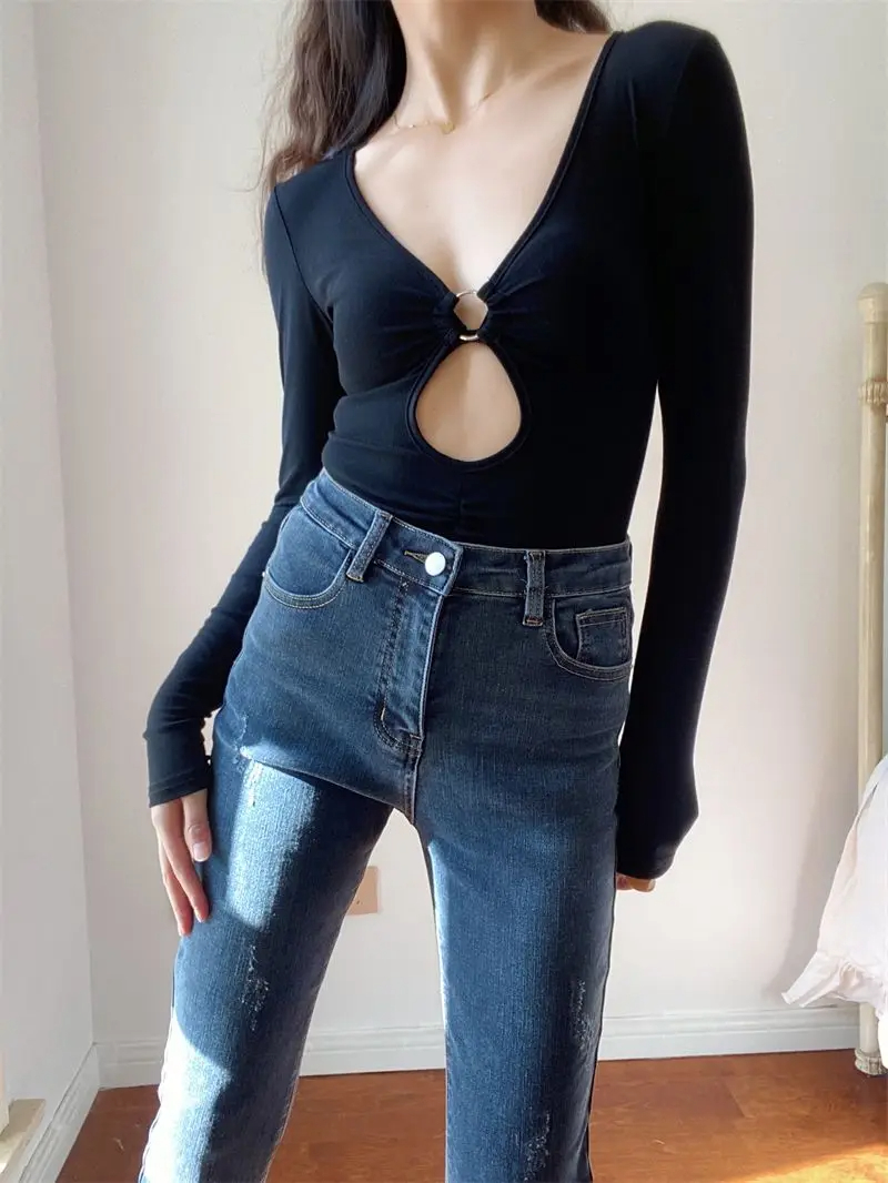 Women's Bodysuits Long Sleeve Bodysuits Washed Vintage Style Sexy Classic Style Simple Solid Color display picture 12