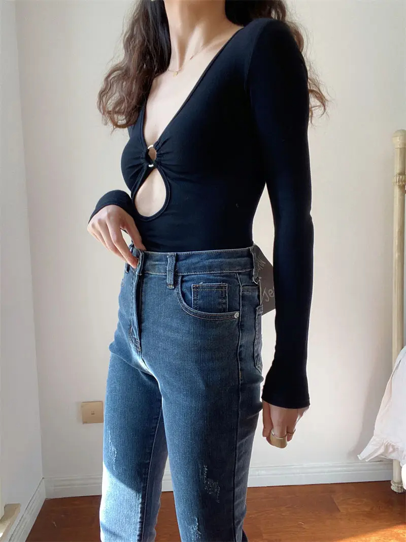 Women's Bodysuits Long Sleeve Bodysuits Washed Vintage Style Sexy Classic Style Simple Solid Color display picture 15