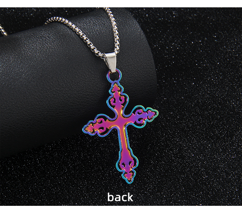 Retro Commute Cross 201 Stainless Steel Zinc Alloy Inlay Rhinestones Unisex Pendant Necklace display picture 3