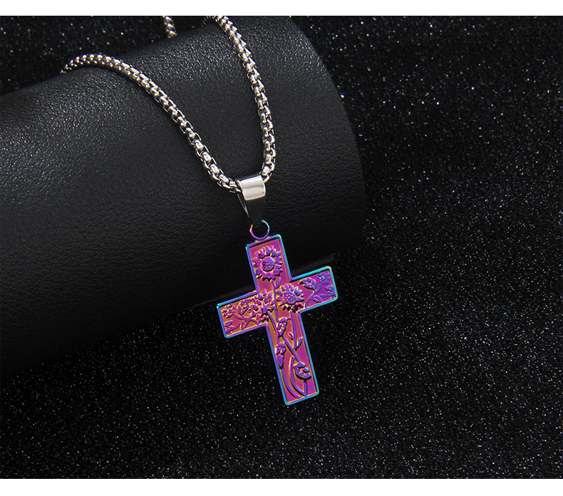 Retro Commute Cross 201 Stainless Steel Zinc Alloy Inlay Rhinestones Unisex Pendant Necklace display picture 5