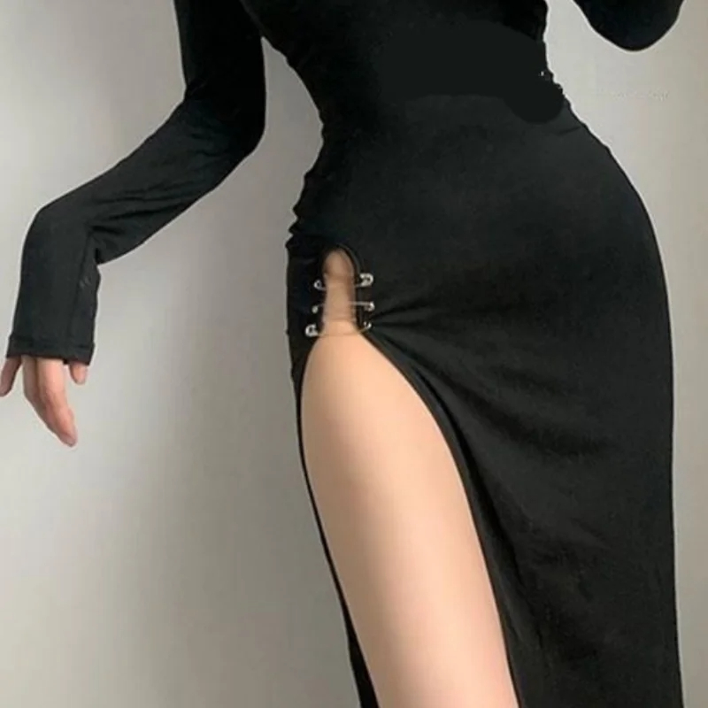 Women's Sheath Dress Sexy Simple Style Classic Style U Neck Strapless Thigh Slit Short Sleeve Simple Solid Color Maxi Long Dress Holiday Daily display picture 7