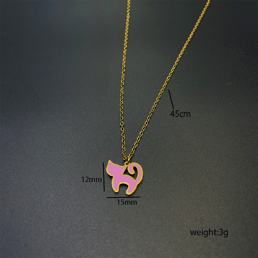 201 Stainless Steel Gold Plated Princess Cute Classic Style Cat Pendant Necklace display picture 1