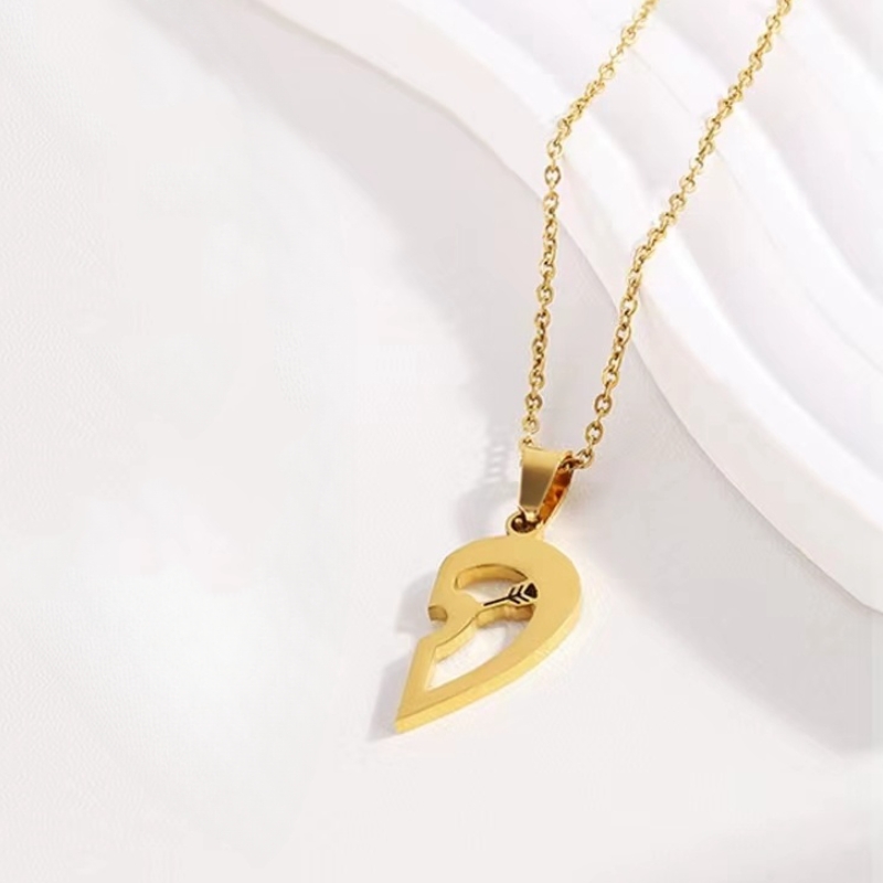 Edelstahl 304 18 Karat Vergoldet Romantisch Einfacher Stil Aushöhlen Herzform Halskette Mit Anhänger display picture 6