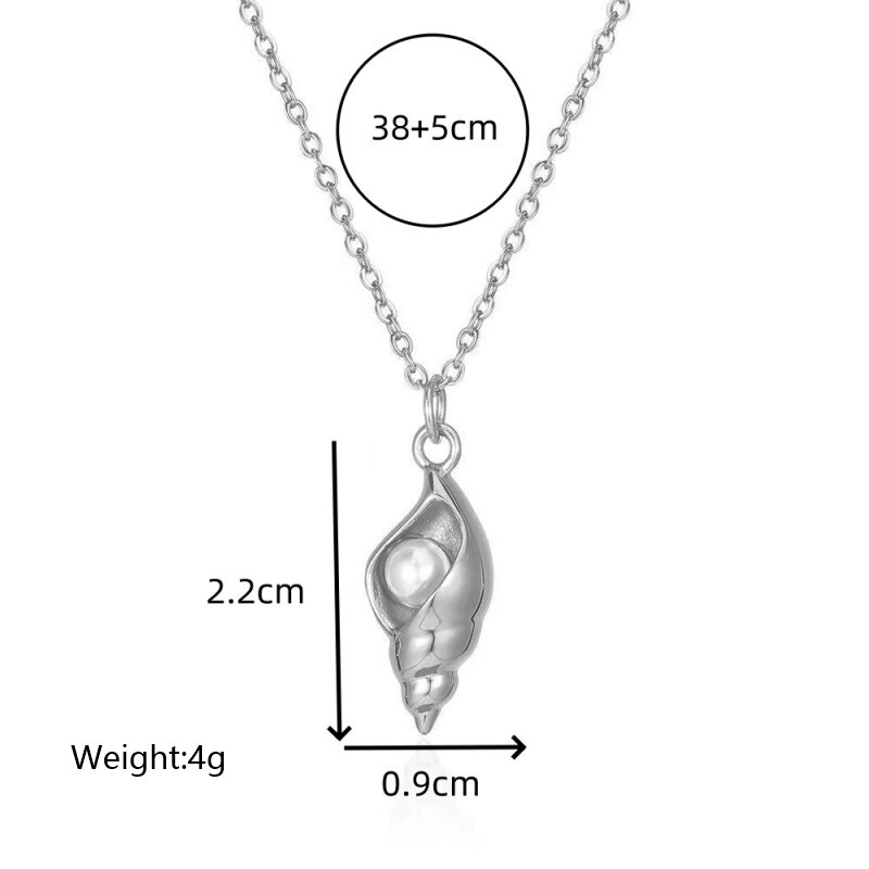 Vacation Simple Style Conch 304 Stainless Steel Inlay Artificial Pearls Women's Pendant Necklace display picture 5