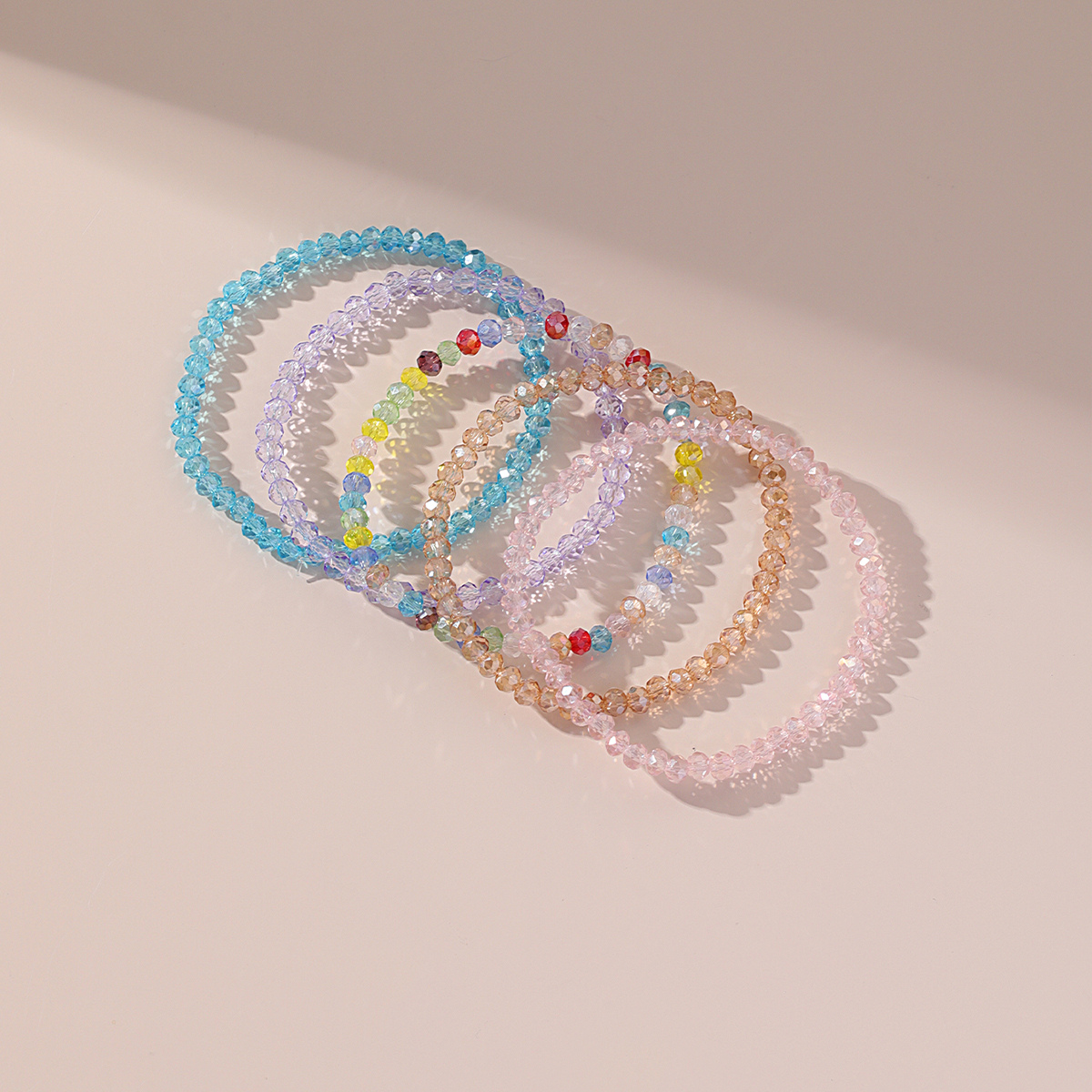 Großhandel Schmuck Einfacher Stil Pendeln Einfarbig Künstlicher Kristall Perlen Stricken Armbänder display picture 3