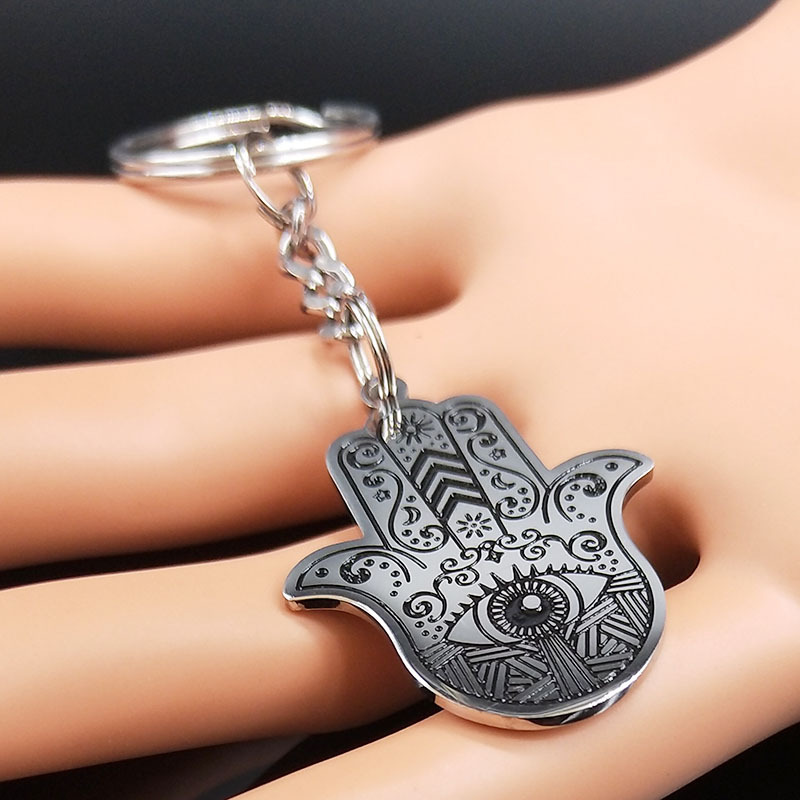 Gothic Hip-Hop Punk Devil's Eye 304 Stainless Steel Carving Silver Plated Keychain display picture 4