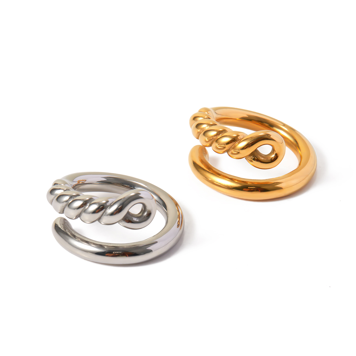 316 Stainless Steel  18K Gold Plated Simple Style Classic Style Plating Solid Color Rings display picture 6