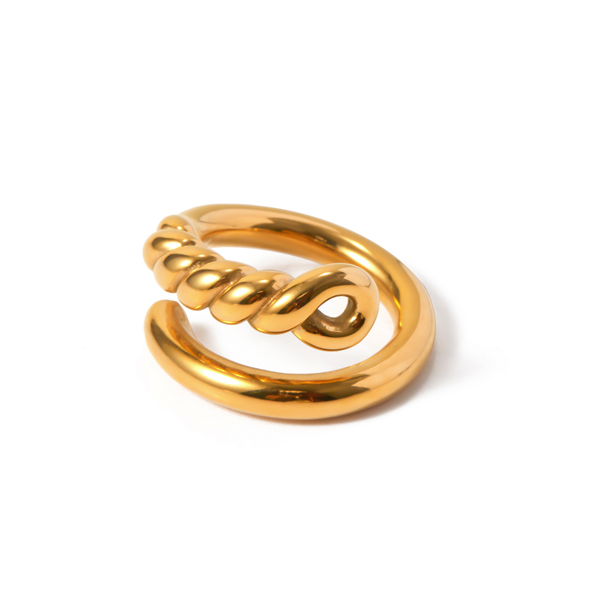 316 Stainless Steel  18K Gold Plated Simple Style Classic Style Plating Solid Color Rings display picture 2