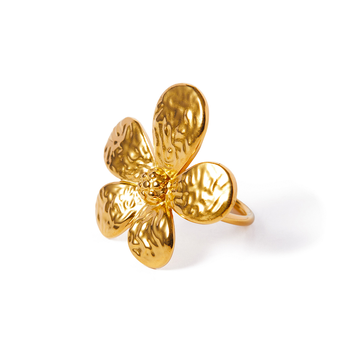 304 Stainless Steel 18K Gold Plated IG Style Flower Rings display picture 6