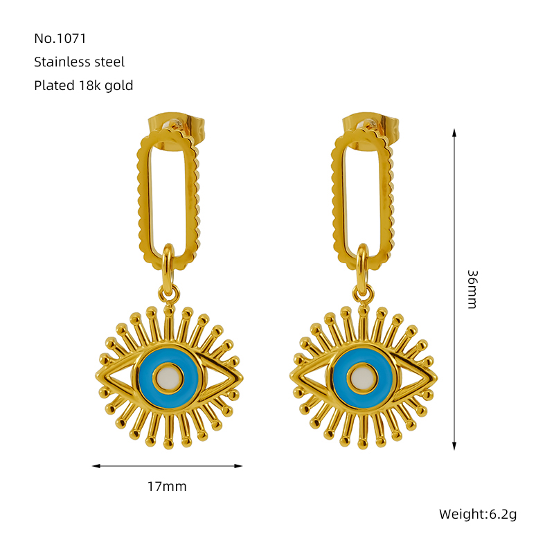 1 Pair IG Style Retro Simple Style Eye Plating 304 Stainless Steel 18K Gold Plated Drop Earrings display picture 6