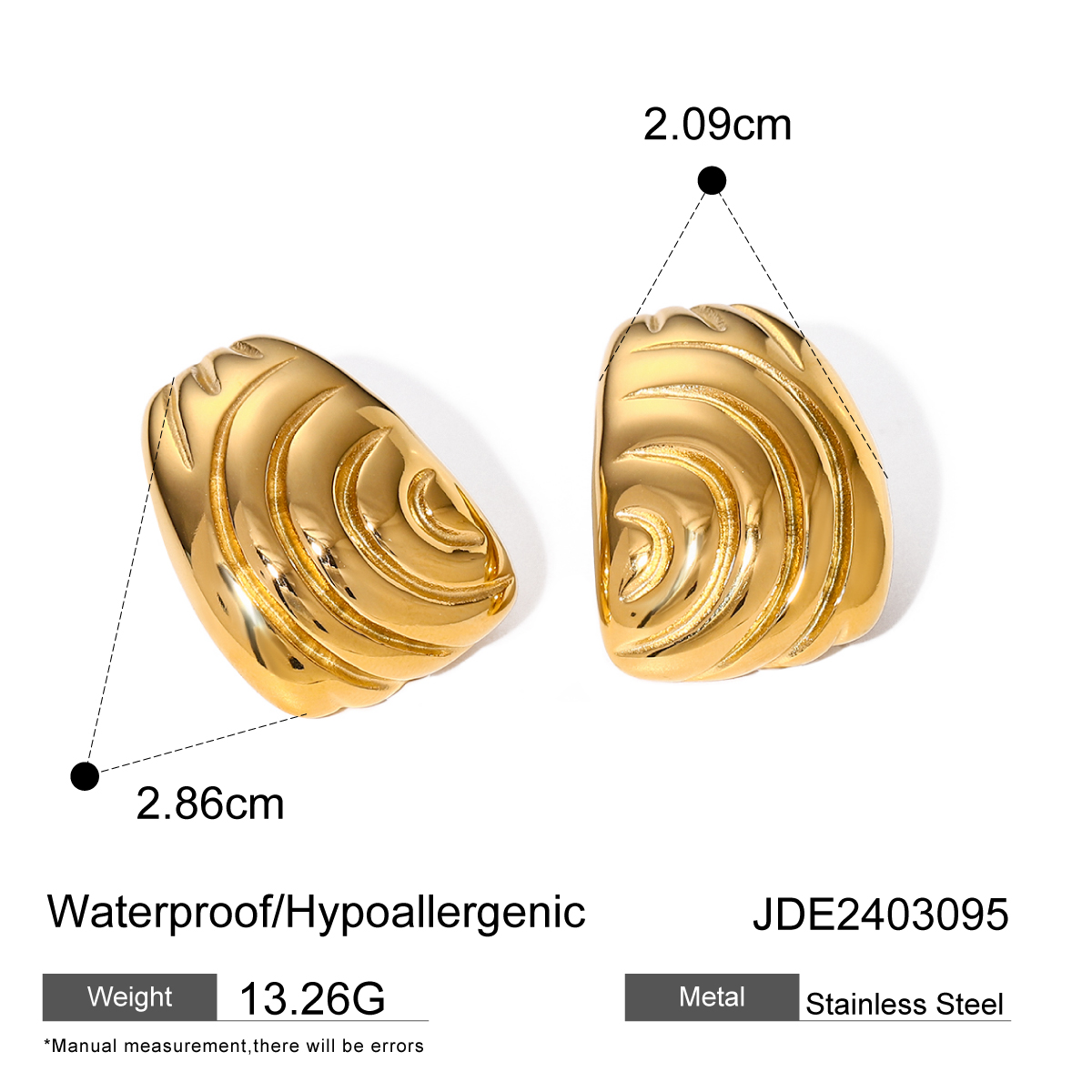 1 Pair IG Style Simple Style Spiral 316 Stainless Steel  18K Gold Plated Ear Studs display picture 1