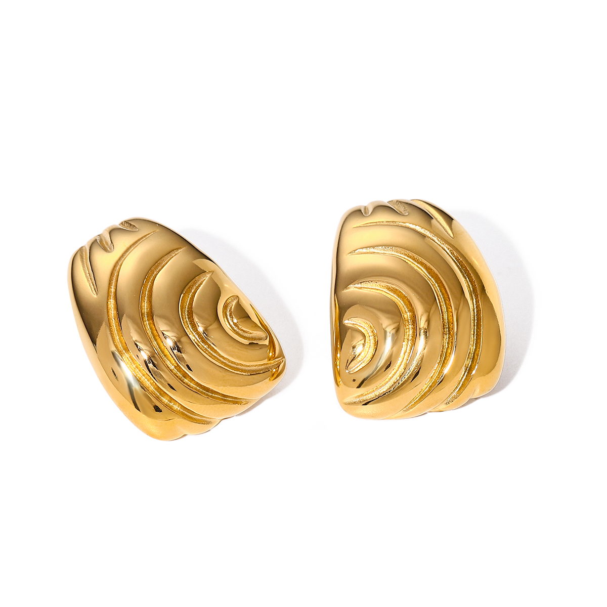 1 Pair IG Style Simple Style Spiral 316 Stainless Steel  18K Gold Plated Ear Studs display picture 7