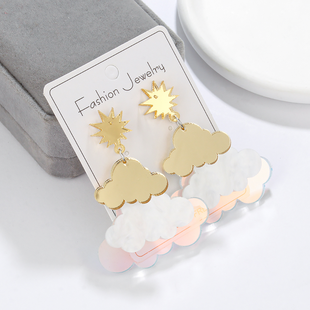 1 Pair Casual Simple Style Clouds Patchwork Arylic Drop Earrings display picture 4