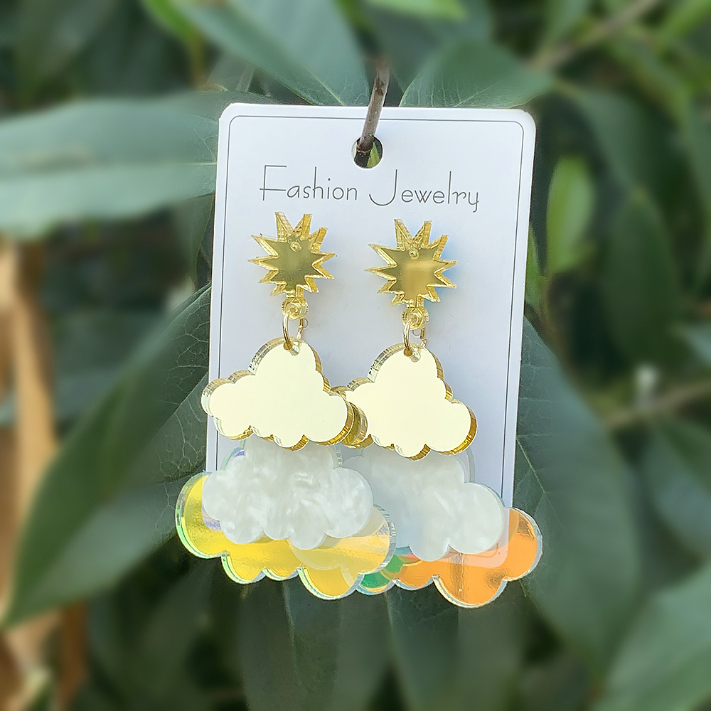 1 Pair Casual Simple Style Clouds Patchwork Arylic Drop Earrings display picture 7
