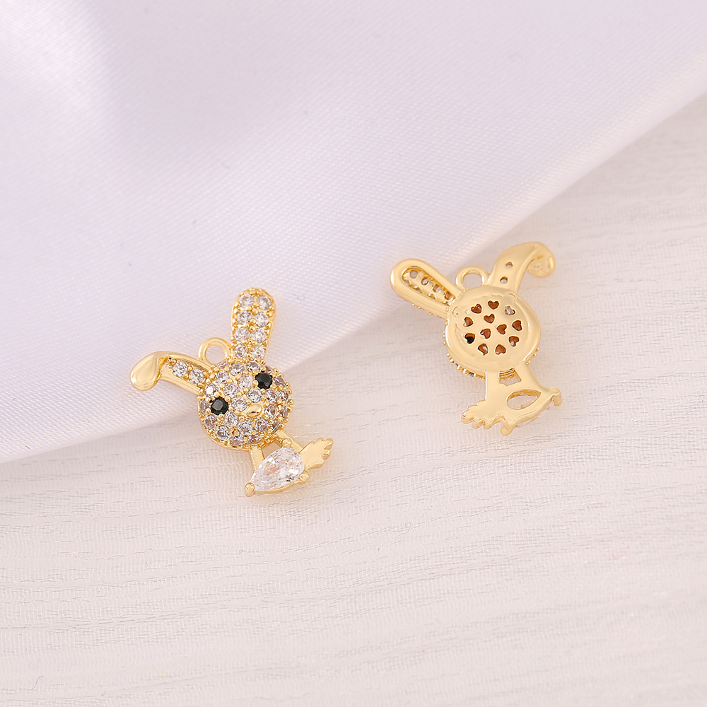1 Piece 14*16MM Copper Zircon 18K Gold Plated Rabbit Polished Pendant display picture 5
