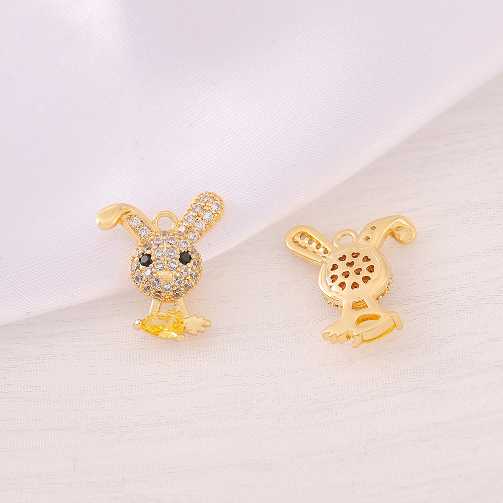 1 Piece 14*16MM Copper Zircon 18K Gold Plated Rabbit Polished Pendant display picture 3