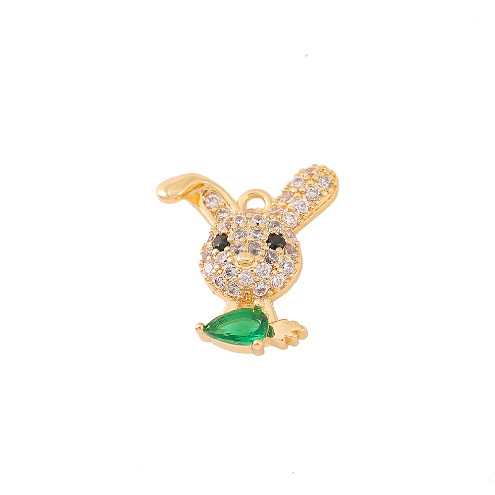 1 Piece 14*16MM Copper Zircon 18K Gold Plated Rabbit Polished Pendant display picture 7
