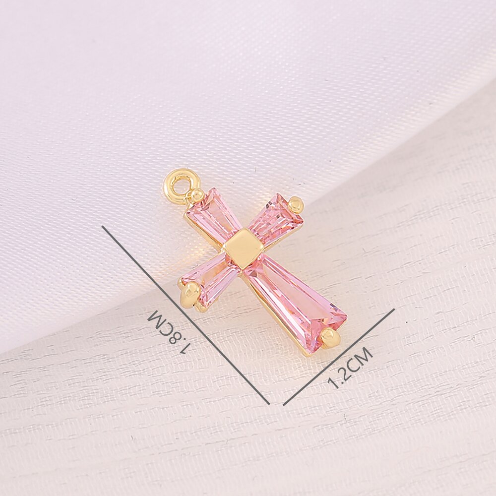 1 Piece 12 * 18mm Copper Zircon 18K Gold Plated Cross Polished Pendant display picture 2