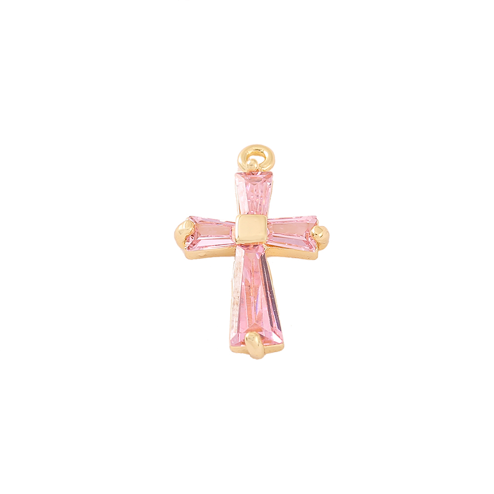 1 Piece 12 * 18mm Copper Zircon 18K Gold Plated Cross Polished Pendant display picture 6