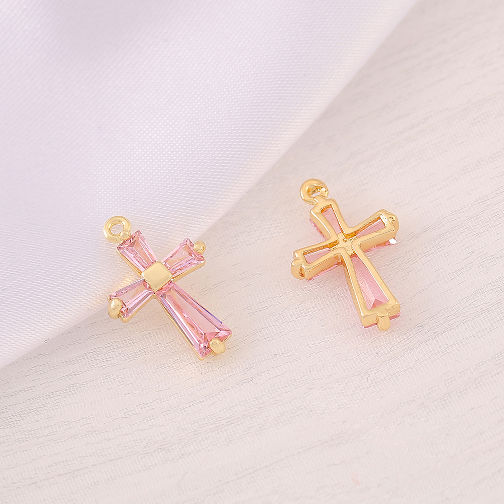 1 Piece 12 * 18mm Copper Zircon 18K Gold Plated Cross Polished Pendant display picture 4