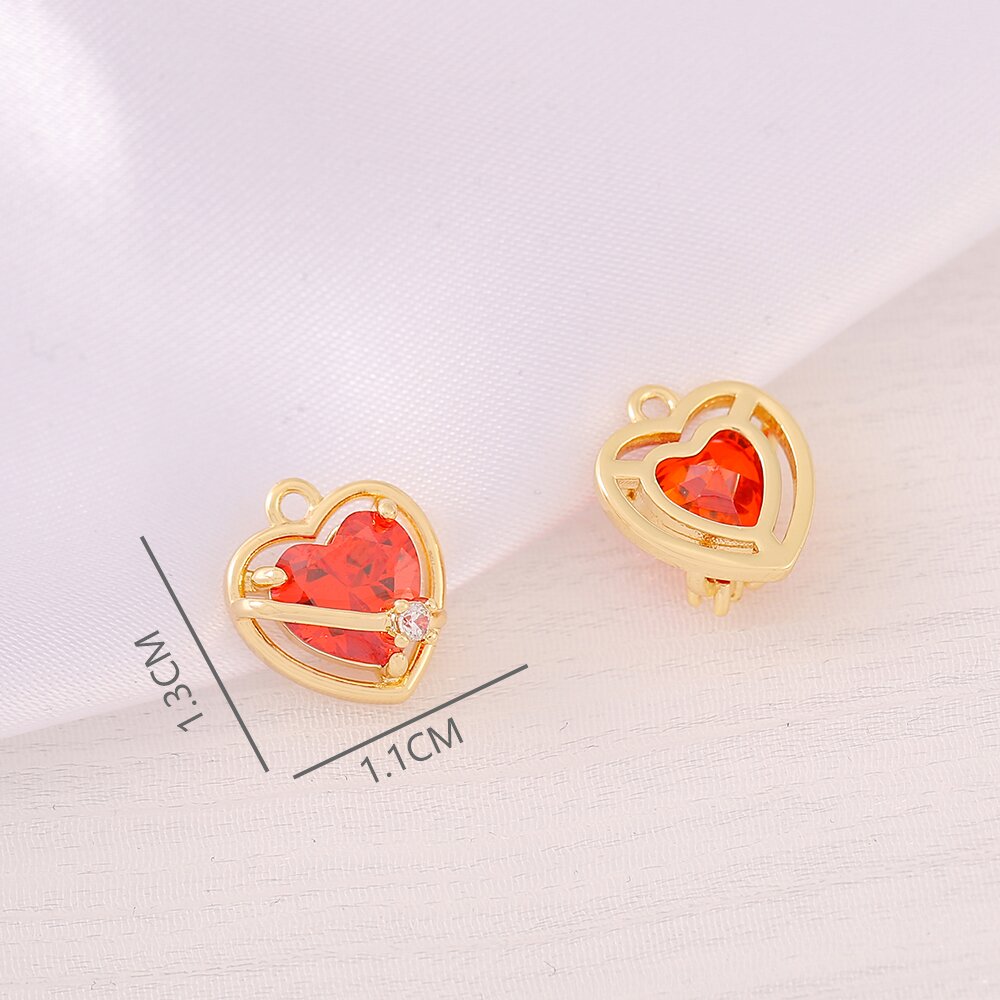 1 Piece 11*13mm Copper Zircon 18K Gold Plated Heart Shape Polished Pendant display picture 2