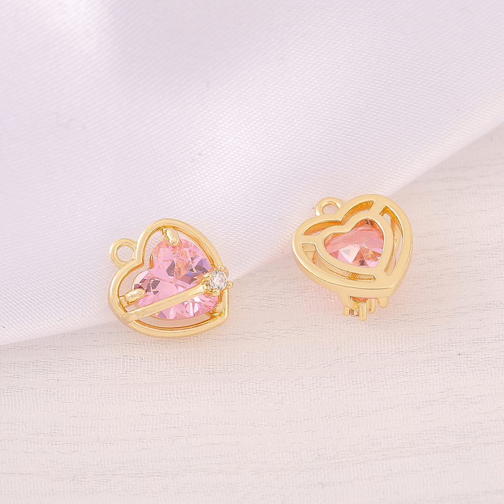 1 Piece 11*13mm Copper Zircon 18K Gold Plated Heart Shape Polished Pendant display picture 5